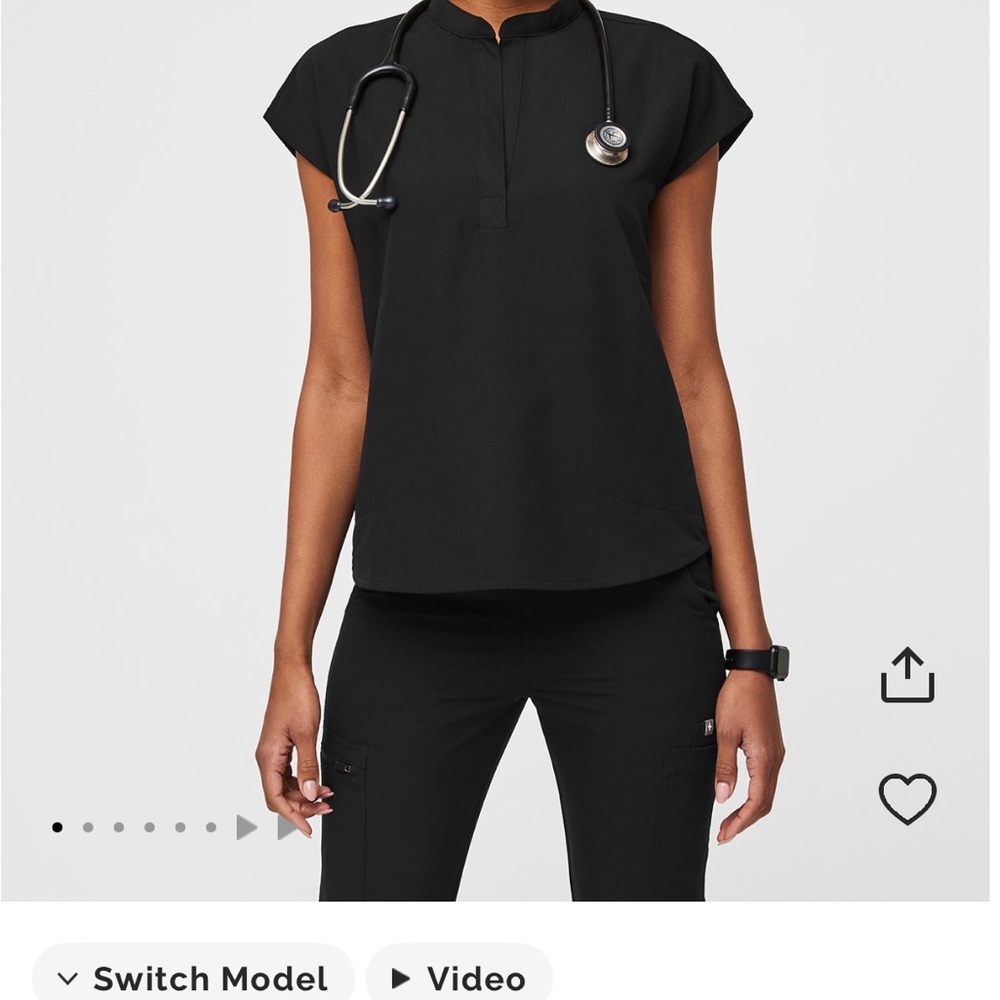 Figs Black Oversized Women's Scrub Top